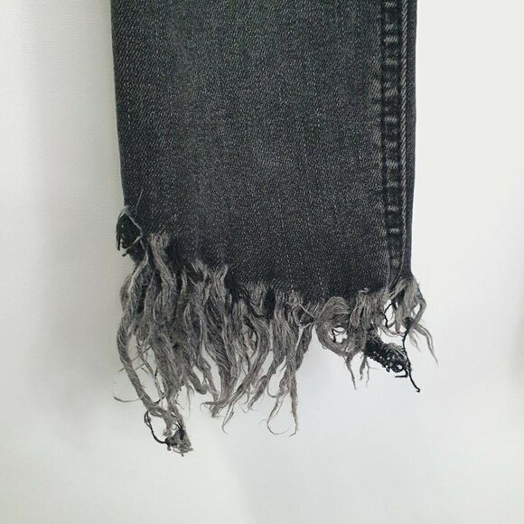 Free People Great Heights Frayed Skinny Jeans Faded Black Distressed Size 24 - Picture 10 of 10